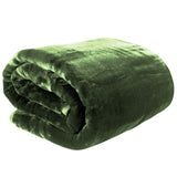 Blankets & Throws: Laura Hill 600gsm Faux Mink Blanket Queen Size Double-sided Throw Rug Large Super Luxurious Soft - Green