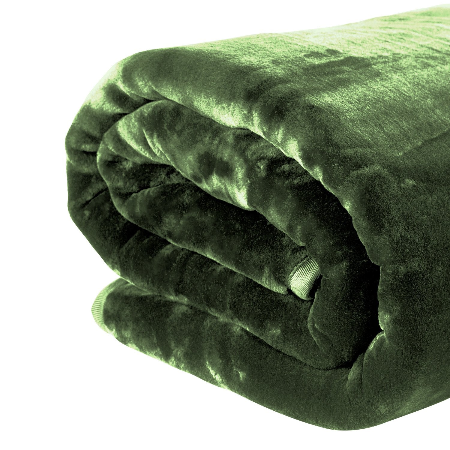 Blankets & Throws: Laura Hill 600gsm Faux Mink Blanket Queen Size Double-sided Throw Rug Large Super Luxurious Soft - Green