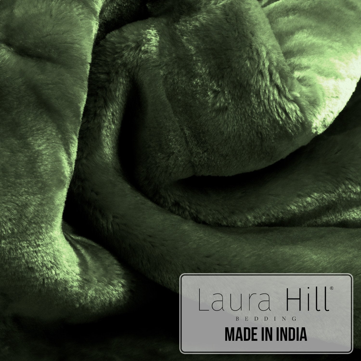 Blankets & Throws: Laura Hill 600gsm Faux Mink Blanket Queen Size Double-sided Throw Rug Large Super Luxurious Soft - Green