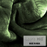 Blankets & Throws: Laura Hill 600gsm Faux Mink Blanket Queen Size Double-sided Throw Rug Large Super Luxurious Soft - Green