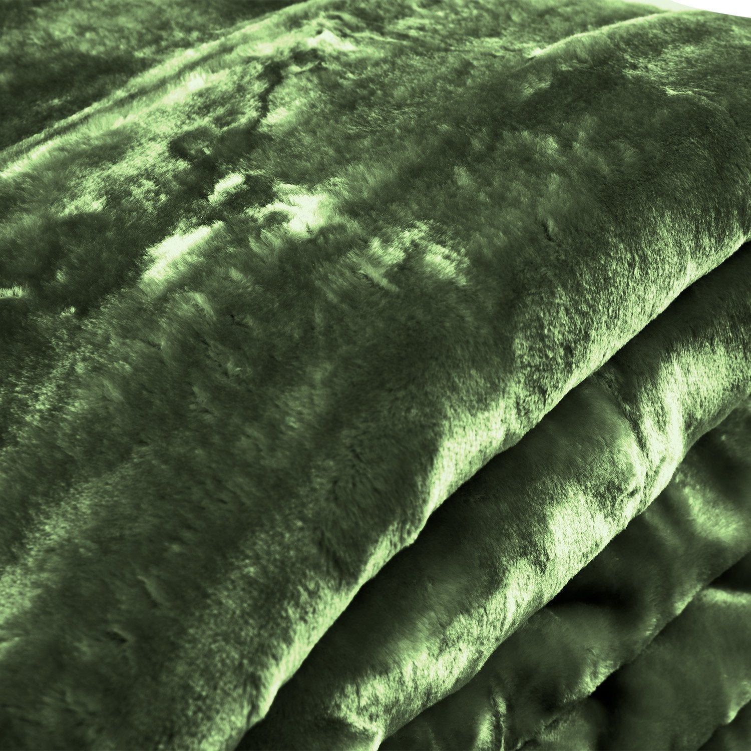 Blankets & Throws: Laura Hill 600gsm Faux Mink Blanket Queen Size Double-sided Throw Rug Large Super Luxurious Soft - Green