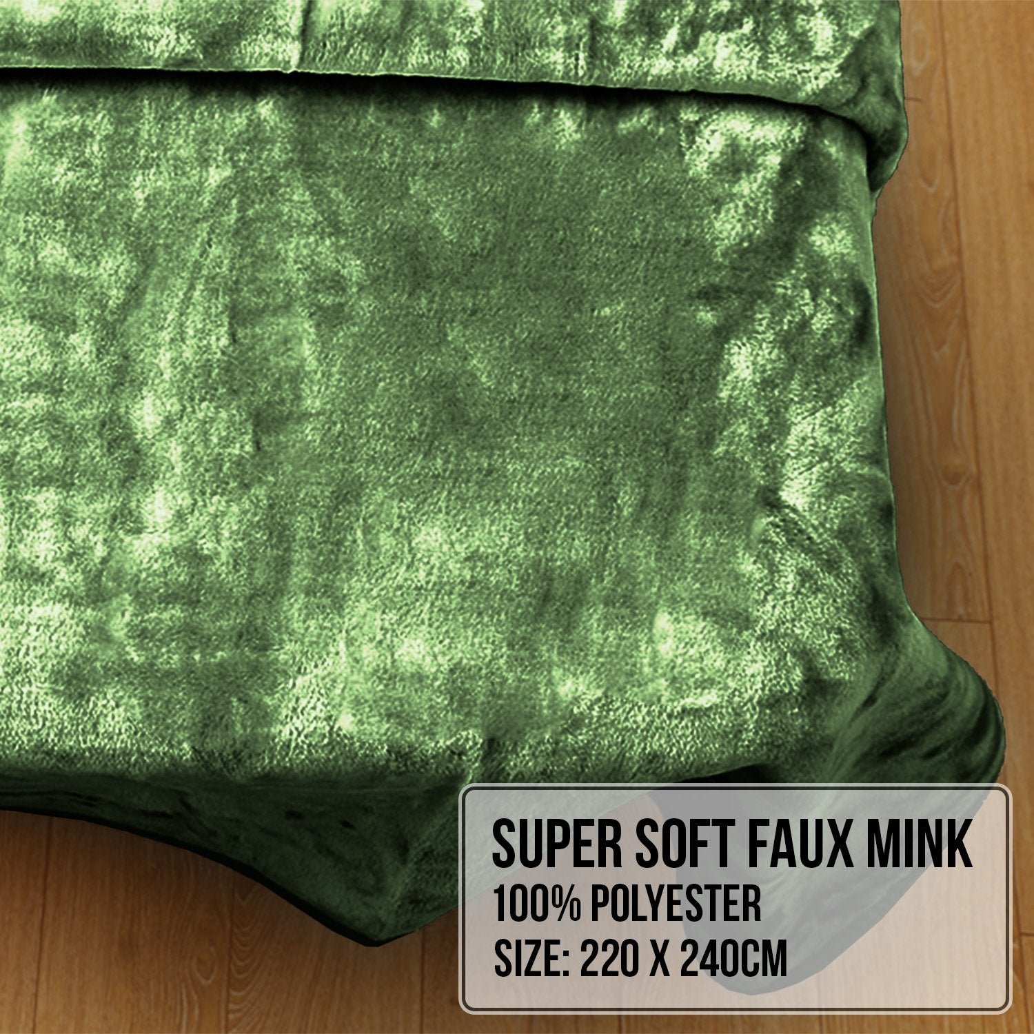 Blankets & Throws: Laura Hill 600gsm Faux Mink Blanket Queen Size Double-sided Throw Rug Large Super Luxurious Soft - Green