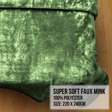 Blankets & Throws: Laura Hill 600gsm Faux Mink Blanket Queen Size Double-sided Throw Rug Large Super Luxurious Soft - Green