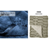 Blankets & Throws: Laura Hill 600gsm Faux Mink Blanket Queen Size Double-sided Throw Rug Large Super Luxurious Soft - Blue