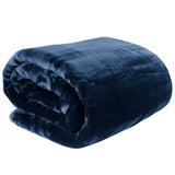 Blankets & Throws: Laura Hill 600gsm Faux Mink Blanket Queen Size Double-sided Throw Rug Large Super Luxurious Soft - Blue