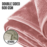 Blankets & Throws: Laura Hill Mink Blanket Queen Size Double-sided Soft Plush Bed Faux Throw Rug 220 X 240cm (pink)
