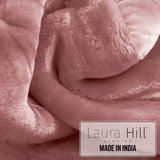 Blankets & Throws: Laura Hill Mink Blanket Queen Size Double-sided Soft Plush Bed Faux Throw Rug 220 X 240cm (pink)