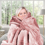 Blankets & Throws: Laura Hill Mink Blanket Queen Size Double-sided Soft Plush Bed Faux Throw Rug 220 X 240cm (pink)