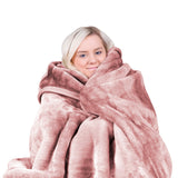 Blankets & Throws: Laura Hill Mink Blanket Queen Size Double-sided Soft Plush Bed Faux Throw Rug 220 X 240cm (pink)