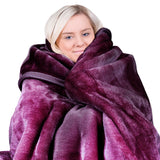 Blankets & Throws: Laura Hill Mink Blanket Throw Purple Double Sided Queen Size Soft Plush Bed Faux Rug