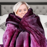 Blankets & Throws: Laura Hill Mink Blanket Throw Purple Double Sided Queen Size Soft Plush Bed Faux Rug
