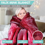 Blankets & Throws: Laura Hill Mink Blanket Double Sided Queen Size Soft Plush Bed Faux Throw Rug 220 X 240cm