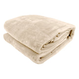 Blankets & Throws: Laura Hill 800-gsm Faux Mink Throw Rug Blanket Queen Size Double-sided Large 220 X 240cm Heavy - Cream