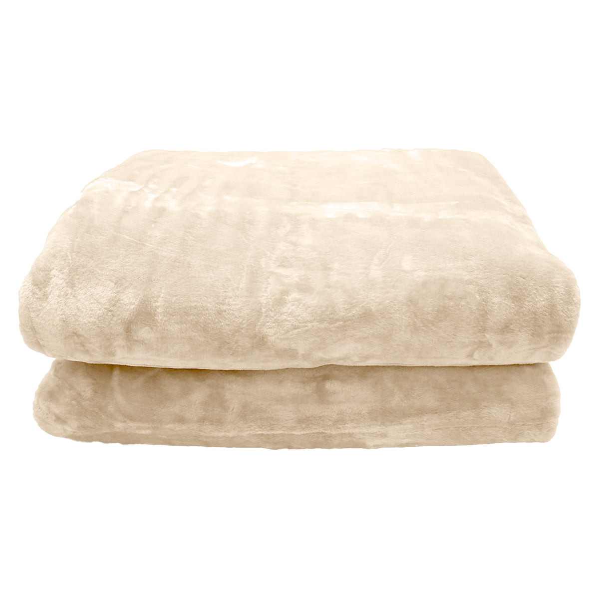 Blankets & Throws: Laura Hill 800-gsm Faux Mink Throw Rug Blanket Queen Size Double-sided Large 220 X 240cm Heavy - Cream