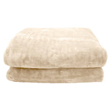 Blankets & Throws: Laura Hill 800-gsm Faux Mink Throw Rug Blanket Queen Size Double-sided Large 220 X 240cm Heavy - Cream