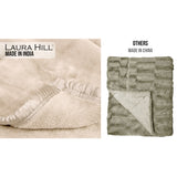 Blankets & Throws: Laura Hill 800-gsm Faux Mink Throw Rug Blanket Queen Size Double-sided Large 220 X 240cm Heavy - Cream