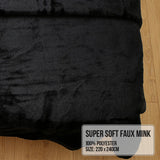 Blankets & Throws: Laura Hill 800-gsm Faux Mink Throw Rug Blanket Queen Size Double-sided Large Super Luxurious Soft Heavy - Black