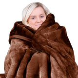 Blankets & Throws: Laura Hill Faux Mink Blanket 800GSM Heavy Double-Sided - Chocolate
