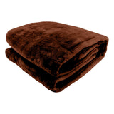 Blankets & Throws: Laura Hill Faux Mink Blanket 800GSM Heavy Double-Sided - Chocolate