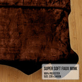 Blankets & Throws: Laura Hill Faux Mink Blanket 800GSM Heavy Double-Sided - Chocolate