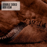 Blankets & Throws: Laura Hill Faux Mink Blanket 800GSM Heavy Double-Sided - Chocolate