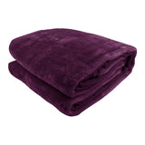 Blankets & Throws: Laura Hill Double-sided Large 220 X 240cm Faux Mink Throw Rug Blanket 800-gsm Heavy - Purple