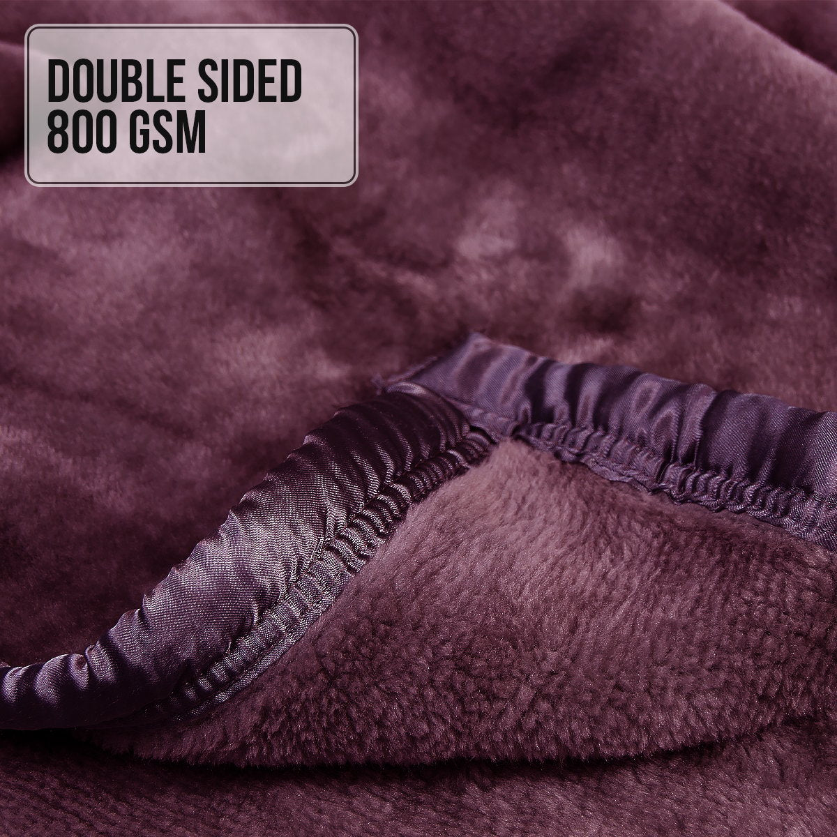 Blankets & Throws: Laura Hill Double-sided Large 220 X 240cm Faux Mink Throw Rug Blanket 800-gsm Heavy - Purple