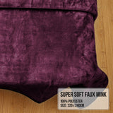 Blankets & Throws: Laura Hill Double-sided Large 220 X 240cm Faux Mink Throw Rug Blanket 800-gsm Heavy - Purple