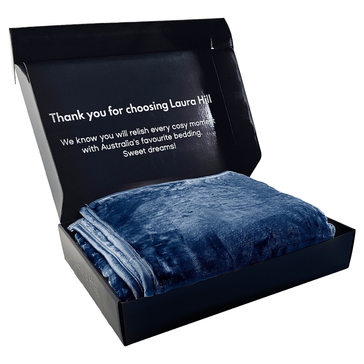 Blankets & Throws: Laura Hill 800-gsm Faux Mink Throw Rug Blanket Queen Size Double-sided Large 220 X 240cm Heavy - Blue