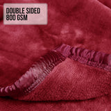 Blankets & Throws: Laura Hill Double-sided Large 220 X 240cm Faux Mink Throw Rug Blanket 800-gsm Heavy - Red