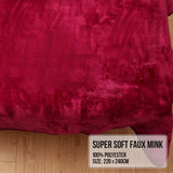 Blankets & Throws: Laura Hill Double-sided Large 220 X 240cm Faux Mink Throw Rug Blanket 800-gsm Heavy - Red
