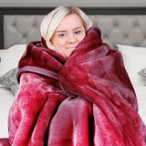 Blankets & Throws: Laura Hill Double-sided Large 220 X 240cm Faux Mink Throw Rug Blanket 800-gsm Heavy - Red