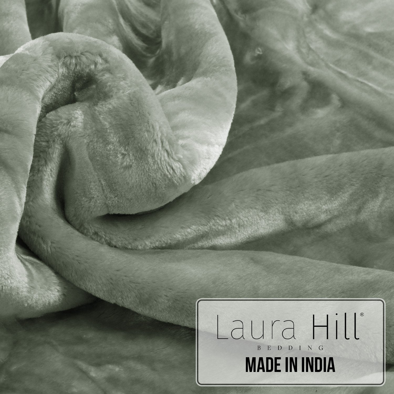 Blankets & Throws: Laura Hill 800-GSM Mink Blanket Queen Size Double-Sided Soft Plush Bed Faux Throw Rug 220 X 240cm Heavy Sage