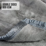 Blankets & Throws: Laura Hill Double-sided Large 220 X 240cm Faux Mink Throw Rug Blanket 800-gsm Heavy - Silver