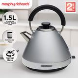 Kettles: Morphy Richards 1.5L Venture Collection Pyramid Kettle in Steel Grey
