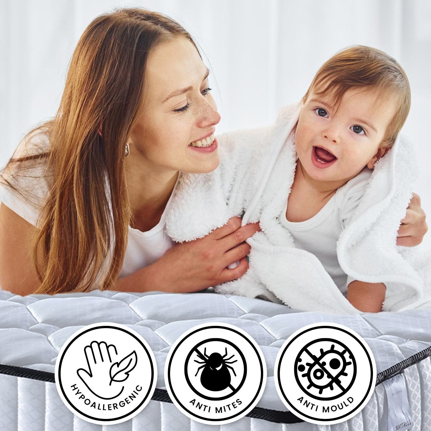 Mattress Toppers: Laura Hill King Single Size Mattress Pocket Spring High Density Foam For Bed