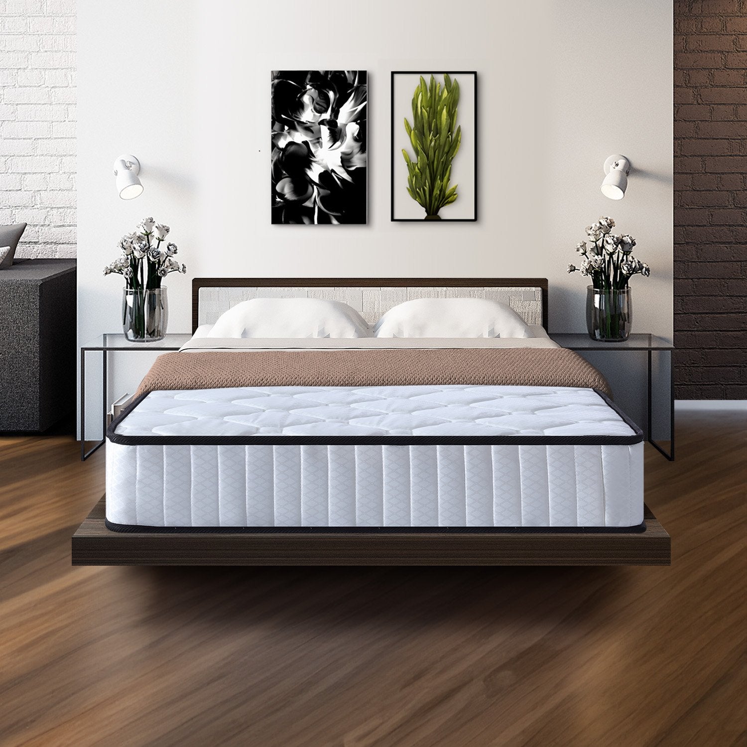 Mattress Toppers: Laura Hill King Single Size Mattress Pocket Spring High Density Foam For Bed