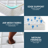Mattress Toppers: Laura Hill Mattress Queen Size Pillow Top Pocket Spring High Density Foam 22cm