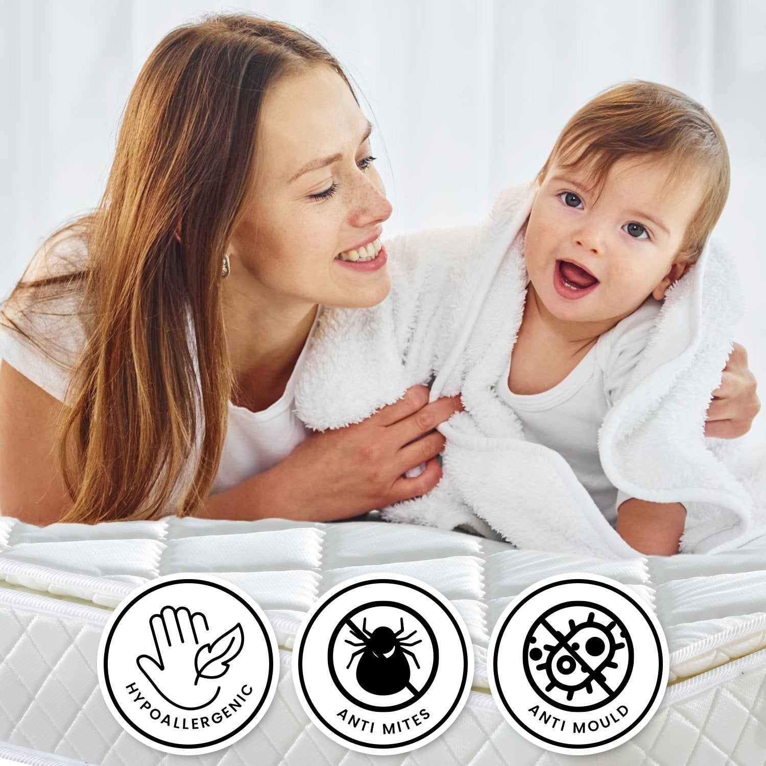 Mattress Toppers: Laura Hill Mattress Queen Size Pillow Top Pocket Spring High Density Foam 22cm