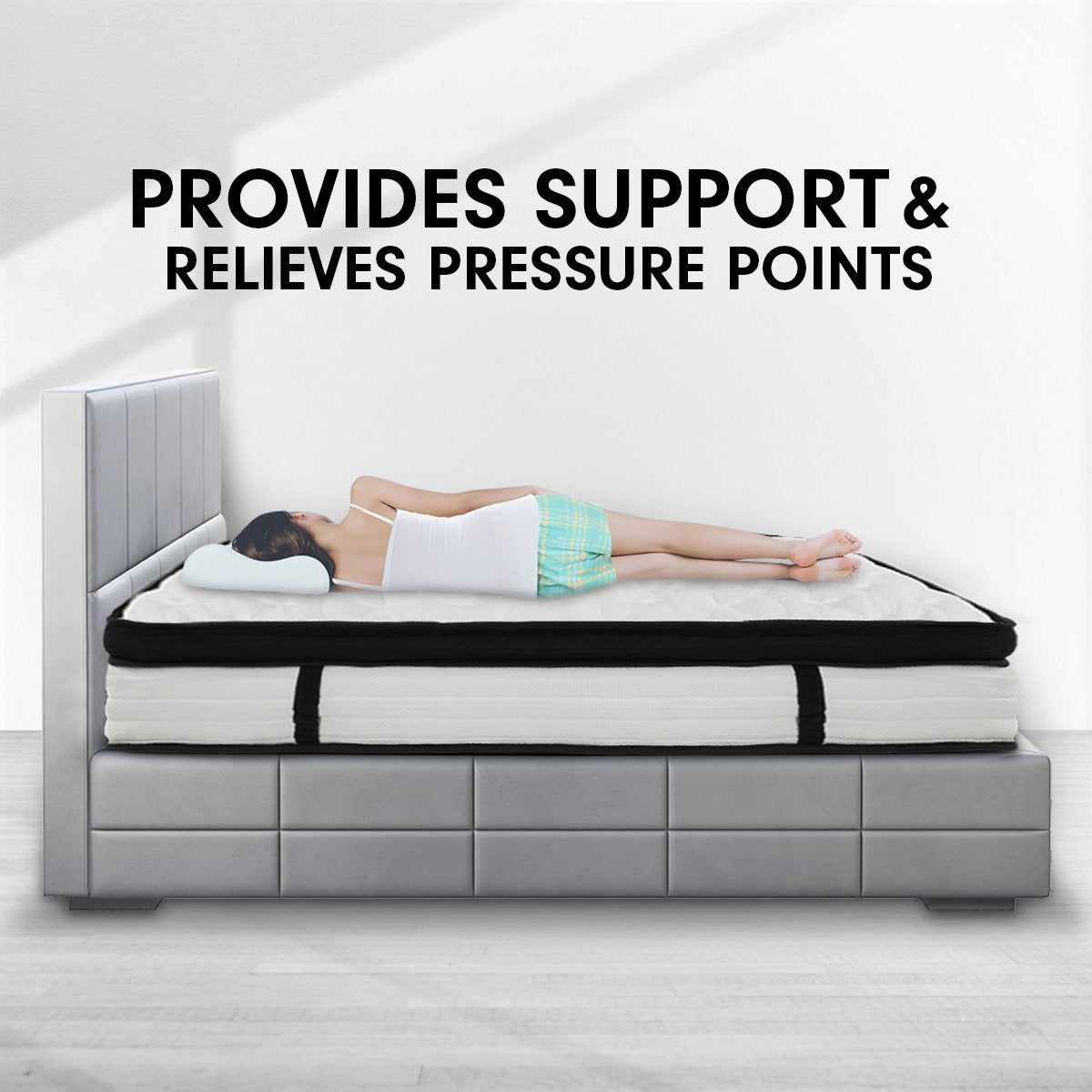 Mattress Toppers: Laura Hill Queen Mattress Bed Size Euro Top 5 Zone Spring Foam 32cm Bedding Pocket