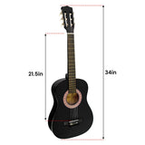 Guitars: Karrera 34in Acoustic Children Wooden Guitar - Black