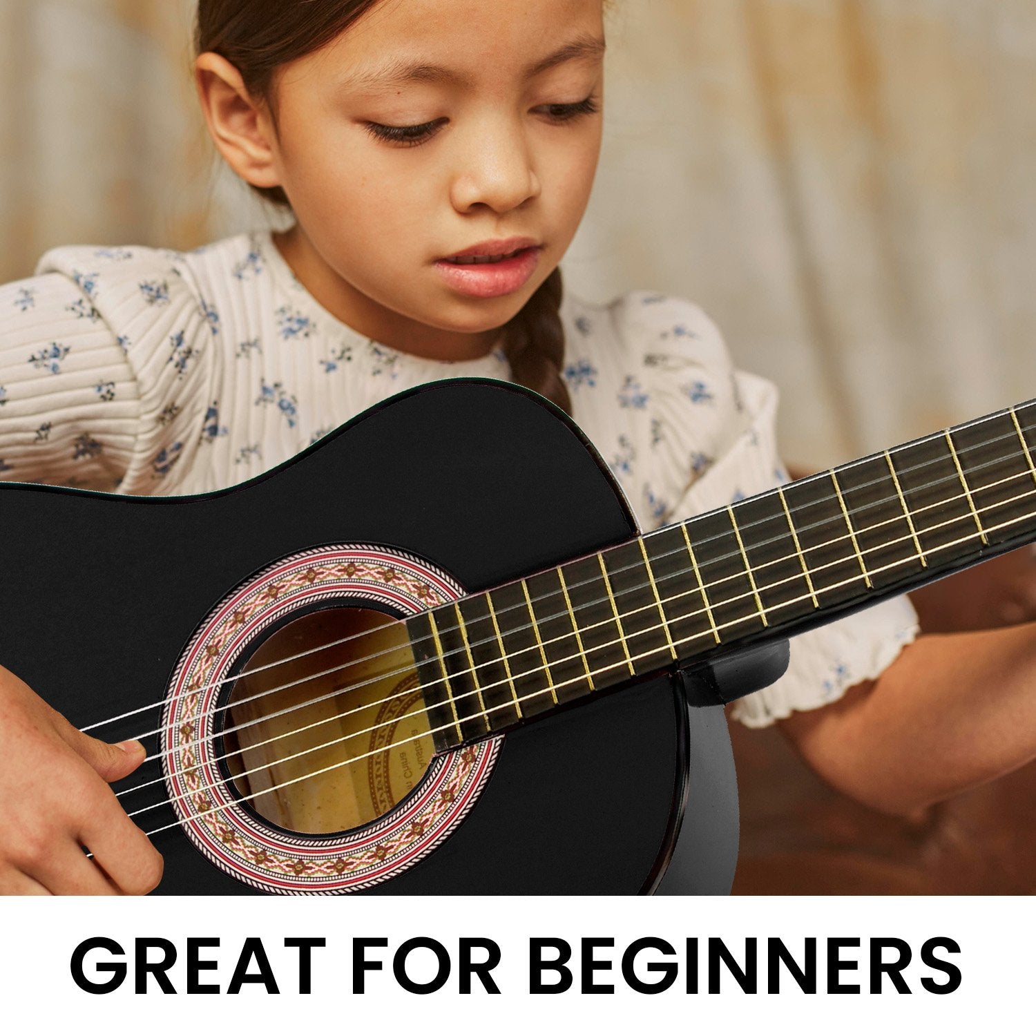 Guitars: Karrera 34in Acoustic Children Wooden Guitar - Black