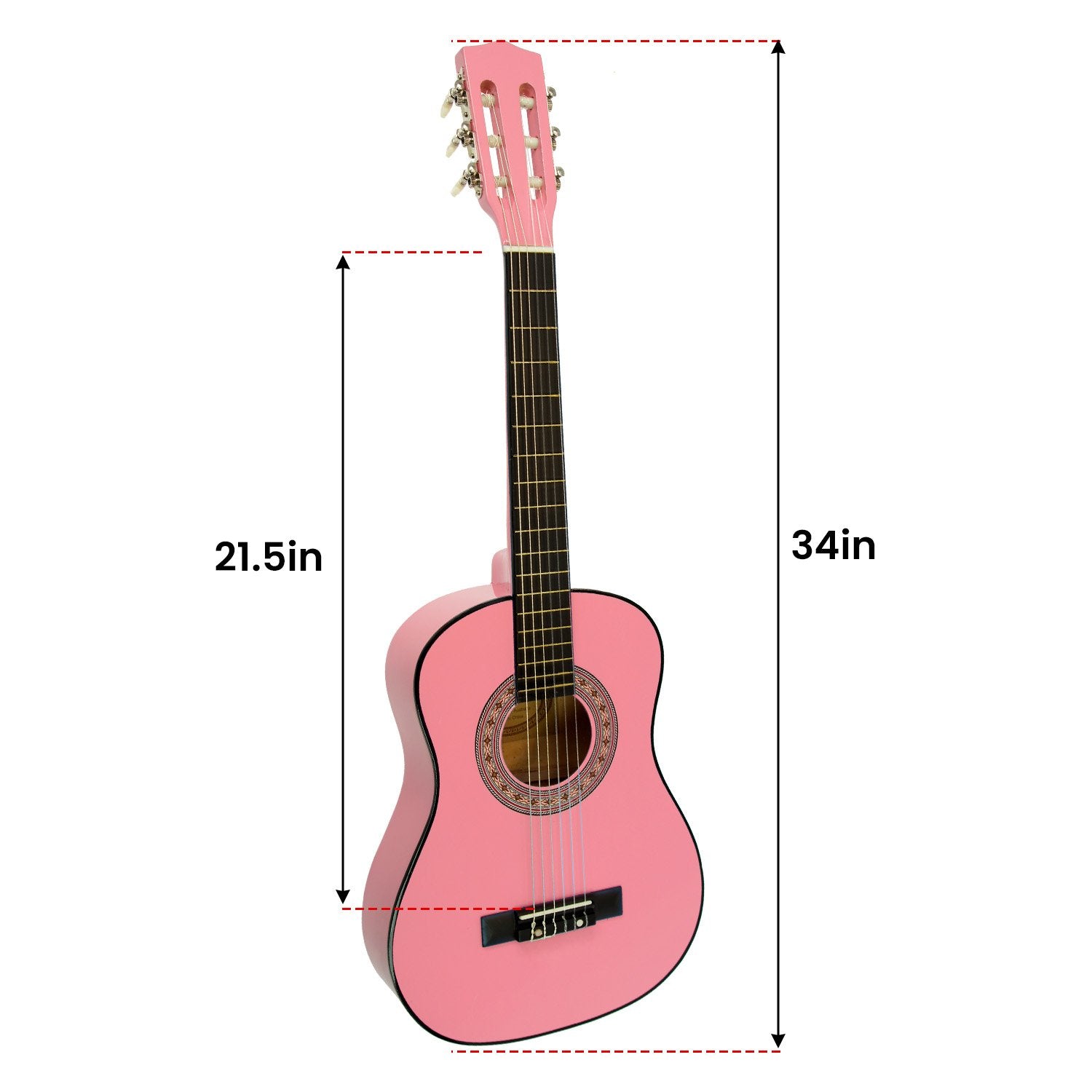 Guitars: Karrera 34in Acoustic Wooden Childrens Guitar - Pink