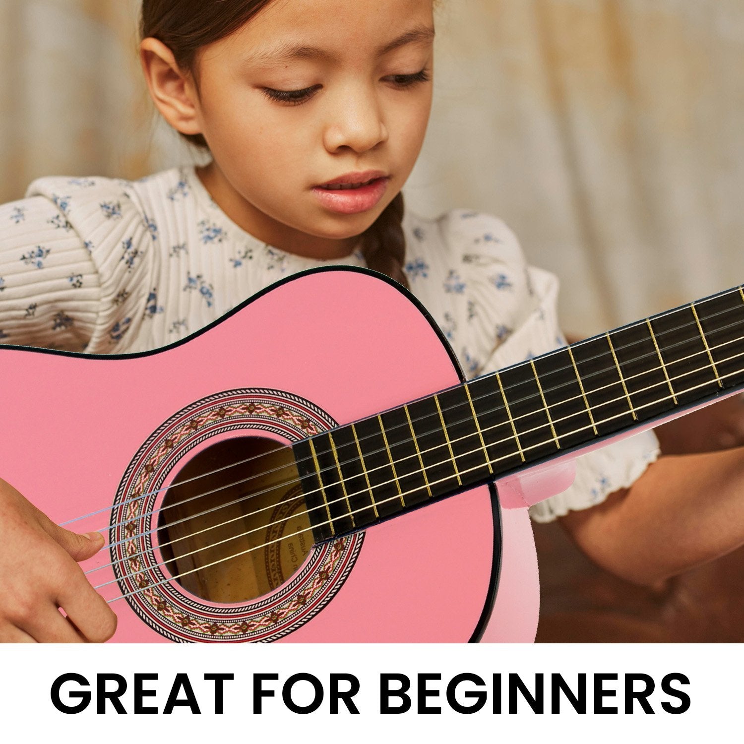 Guitars: Karrera 34in Acoustic Wooden Childrens Guitar - Pink