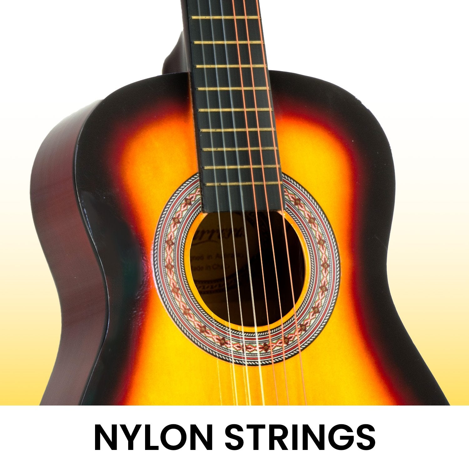 Guitars: Karrera 34in Acoustic Wooden Childrens Guitar - Sunburst