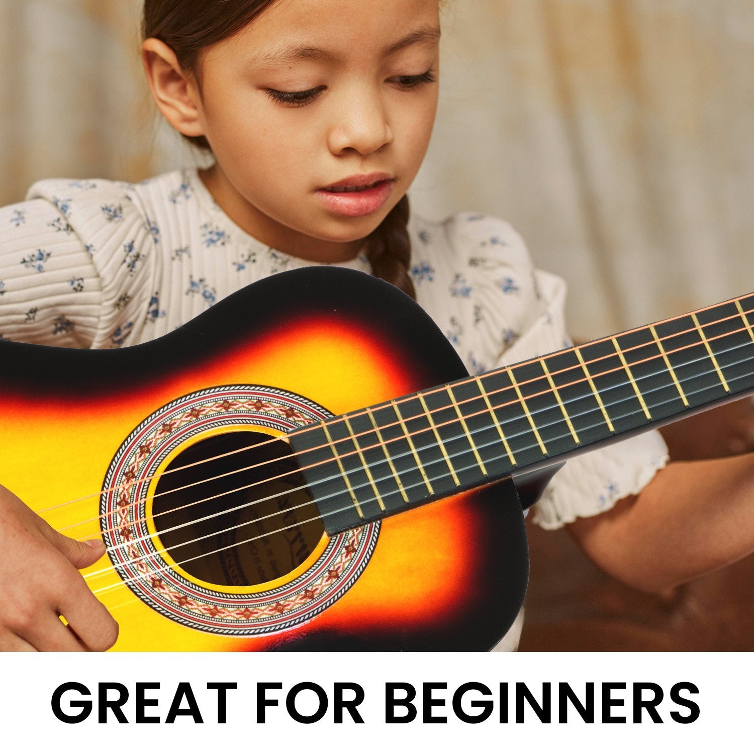 Guitars: Karrera 34in Acoustic Wooden Childrens Guitar - Sunburst
