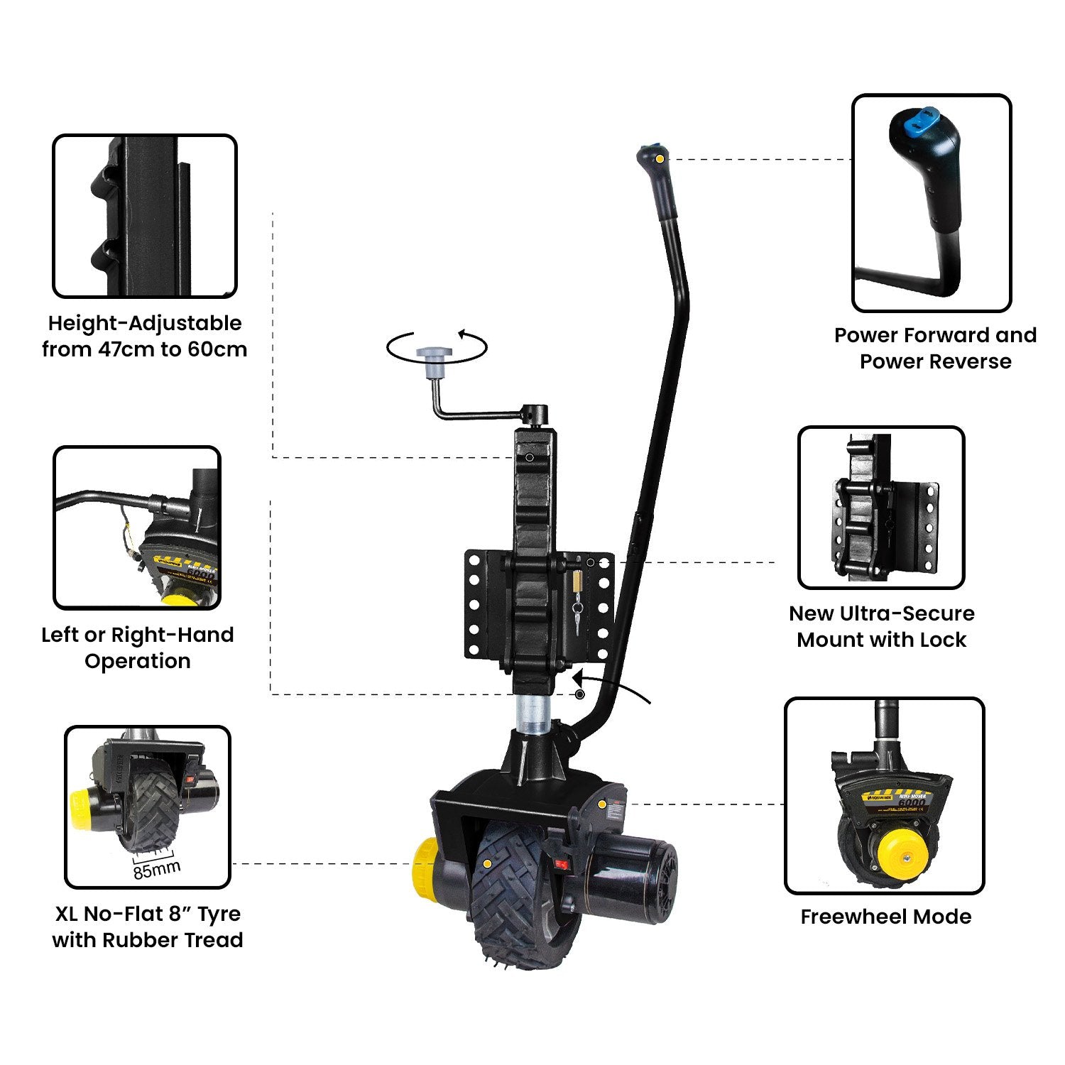 Ride On Cars: Mini Mover Gen3 12V 550W Electric Motorised Jockey Wheel - Black