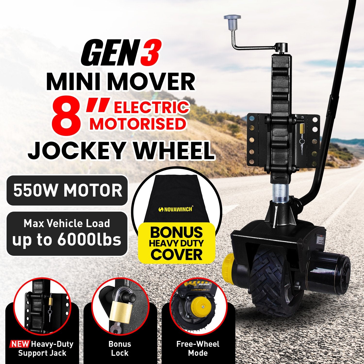 Ride On Cars: Mini Mover Gen3 12V 550W Electric Motorised Jockey Wheel - Black