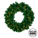 Christmas Trees: Christabelle 61cm Chadwick Christmas Wreath with LED Lights Front Door Decoration Ornament