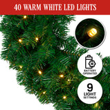 Christmas Trees: Christabelle 61cm Chadwick Christmas Wreath with LED Lights Front Door Decoration Ornament